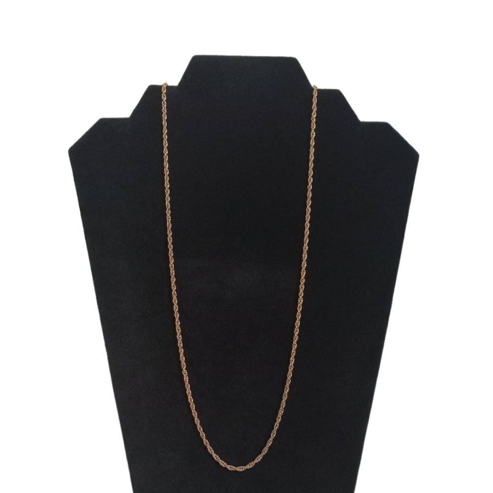 Gold Toned Metal Rope Chain Single Strand Long Length Layering Fashion Necklace 20$